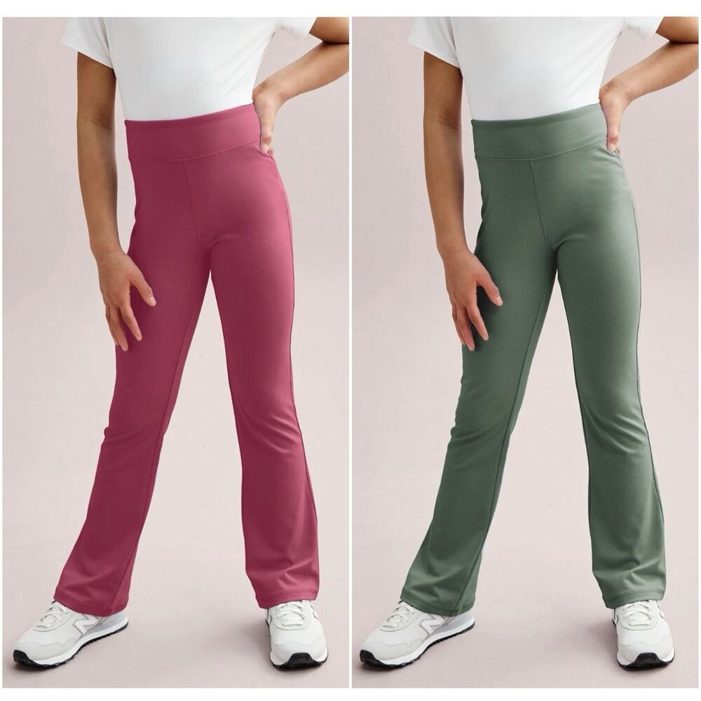 Lot of 2 Tek Gear Elastic High Rise Full Length Flare Leggings Size L 10/12